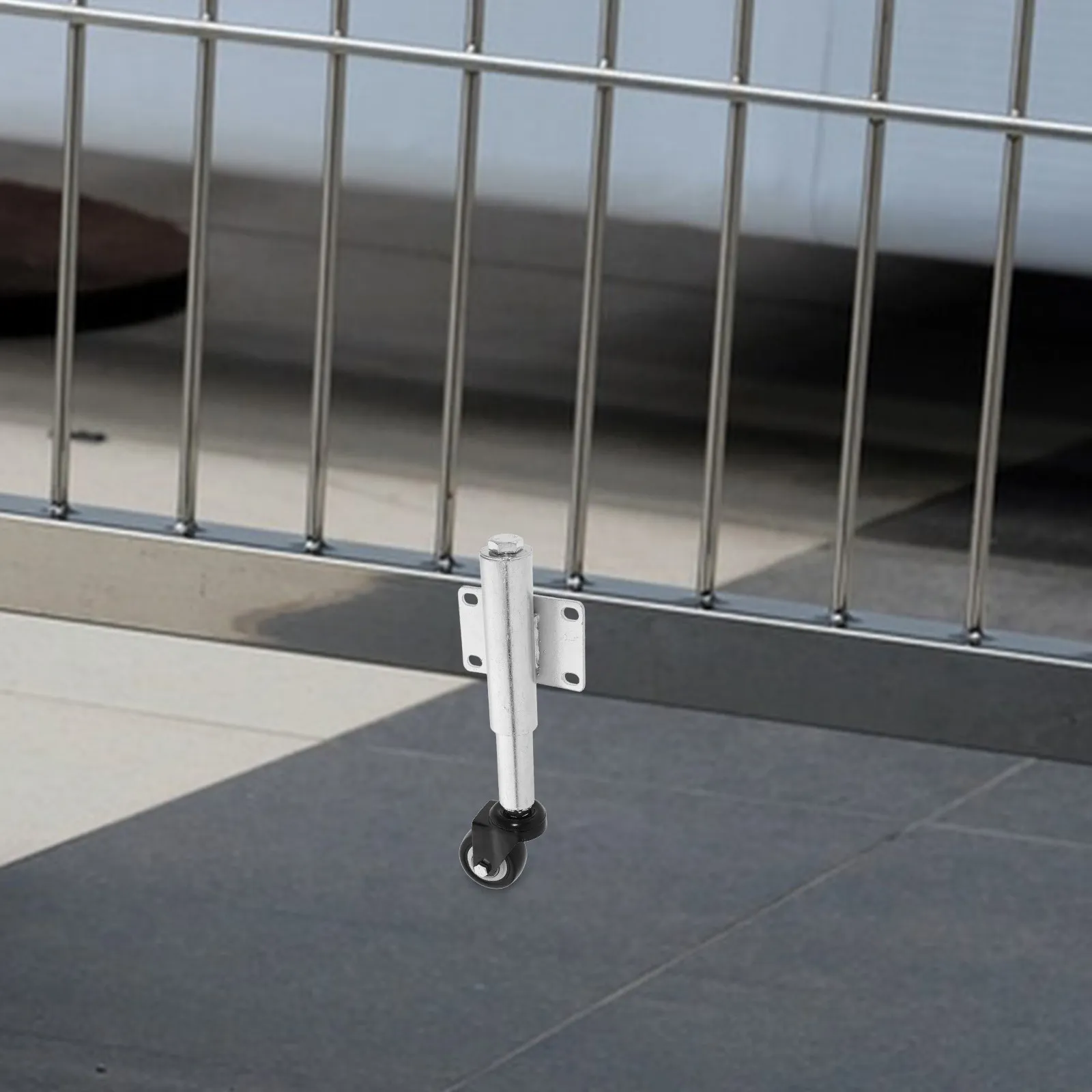 

Ролик для ворот усиленный, пружинный, амортизирующий, для раздвижных металлических ворот и ограждений, регулируемая опорная роликовая подставка