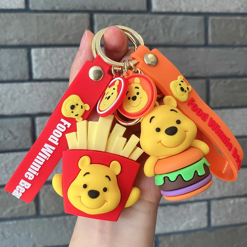 

Брелок для ключей Foodie Winnie The Pooh, силиконовая фигурка Винни-Пух, очаровательный автомобильный брелок в парном стиле, сумка, очаровательная сумка, аксессуар, подарок
