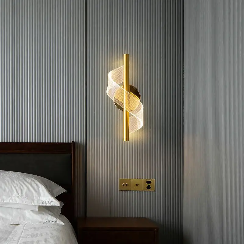

Nordic Luxury Acrylic LED Wall Lamp Indoor Sconce Light for Bedroom Bedside Art Decor Stair Wall Lighting Living Room Background