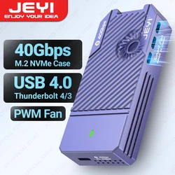 JEYI-carcasa NVMe M.2 de 40Gbps con ventilador PWM, carcasa de aluminio tipo C, USB 4,0, 2280, SSD, Compatible con Thunderbolt 4/3, USB 3,2/3,1/3