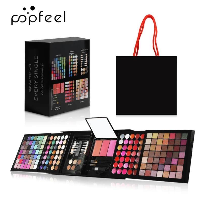 Paleta de maquiagem POPFEEL 177 Colors - Conjunto tudo-em-um com sombras, batons, blushes, corretivos, pincéis-vibrantes e versáteis.