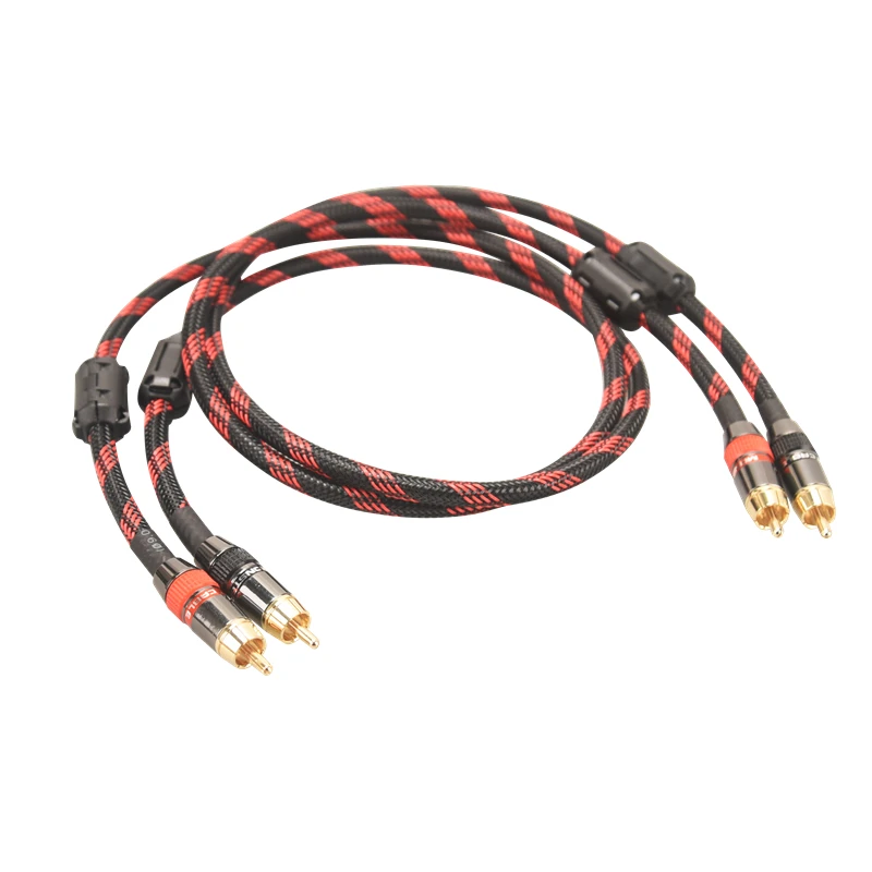 Hi-Fi Fine RCA Cable High Quality 4N OFC HIFI 2RCA-2RCA Male to Male Audio Cablemain core independent shielding One pair