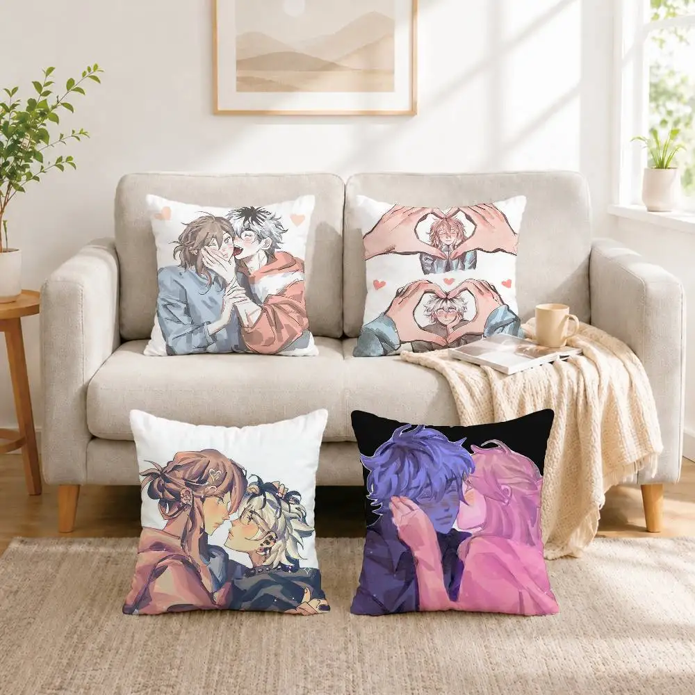 

M-Manhwa C-Cherry Crush Pillow Case Square Double-Sided Sofa Cushion Cover Bedroom Bedside Pillow Gift