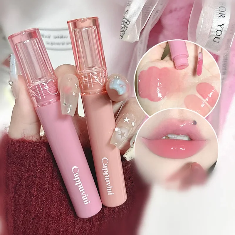 6 Farben Spiegel Gelee Lippen glasur wasserdicht wasser leicht Lip gloss dauerhafte feuchtigkeit spendende glänzend rot rosa Tönung Lippen Make-up Kosmetik