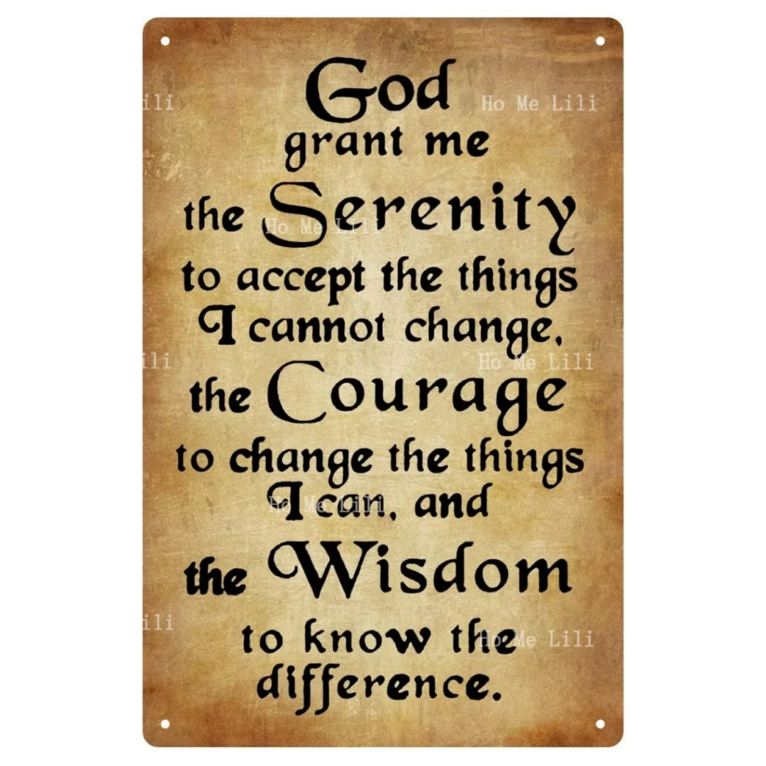 God Grant Me The Serenity Tin Sign Vintage Metal Signs Christian Wall Art Serenity Prayer Sign Plaque Retro Man Cave Home