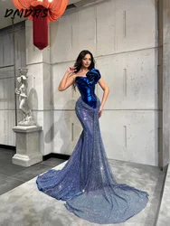 Fashionable Strapless Prom Dress 2026 Luxurious Shiny Sleeveless Evening Dress Elegant Mermaid A-line Floor-Length Gown Customiz