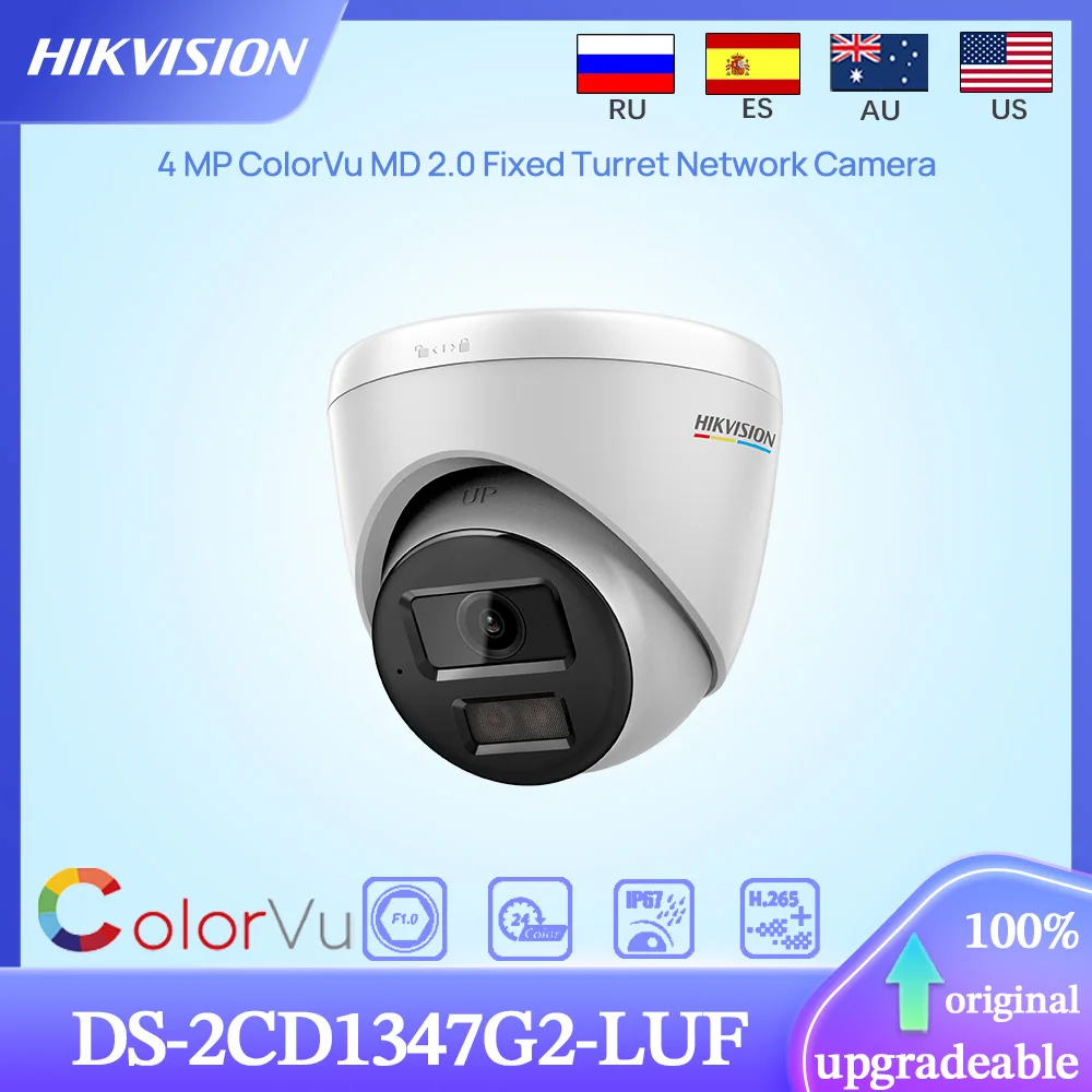 

Hikvision Original DS-2CD1347G2-LUF 4 MP ColorVu MD 2.0 Fixed Turret POE Network Surveillance Camera 24/7 Colorful Imaging IP67