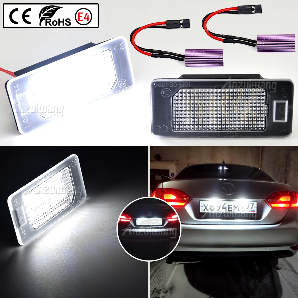 2x LED License Number Plate Light for VW Golf 6 7 MK6 MK7 Golf Plus Jetta Passat B6 B7 Wagon Sharan 2 Touran 2 Touareg 2