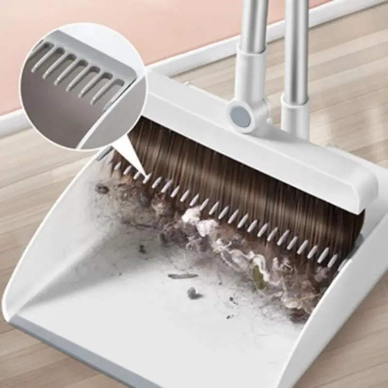 Broom Set 180° Rotary Broom Foldable Standing Dustpan Combination No-Stick Hair Sweeping Artifacts Household Cleaning Tools