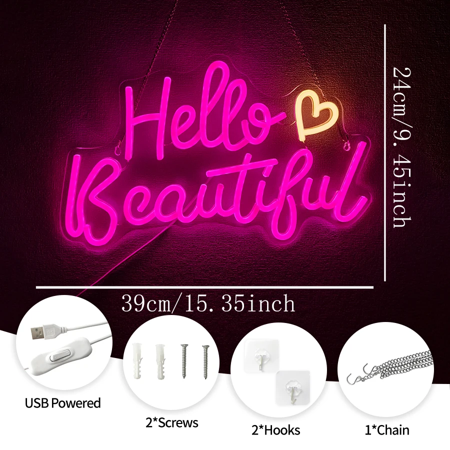 Letreros de Neón 'Hello Beauti - Beauty Makeup Girl reseña y precio