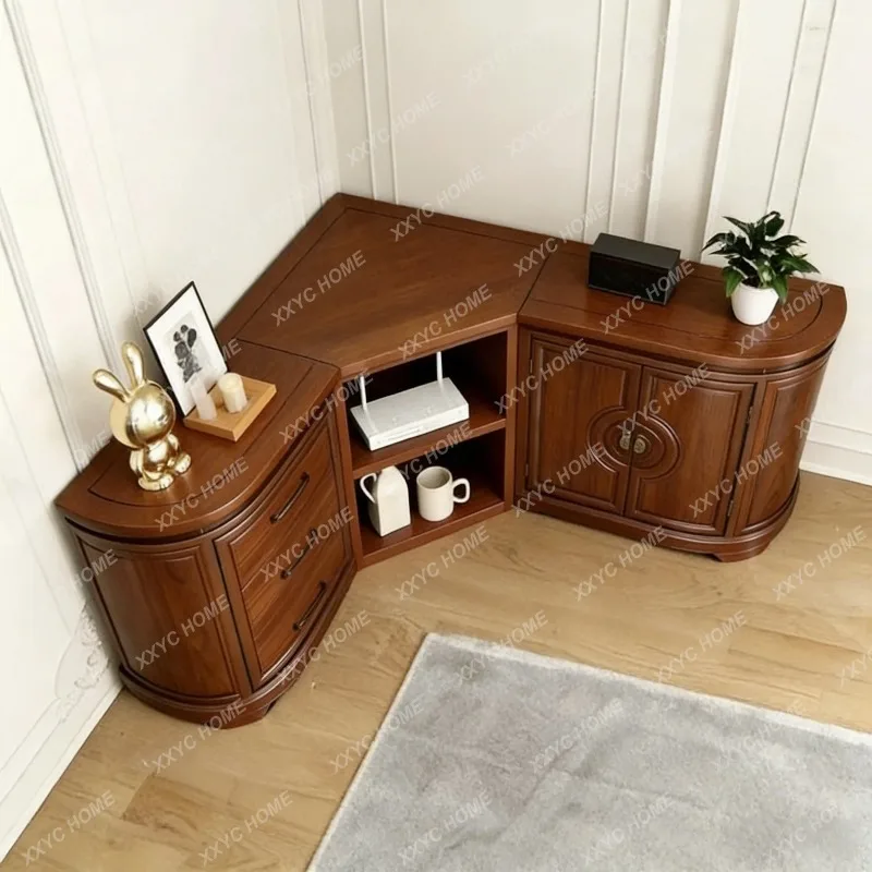XX New Chinese  Black Walnut Corner Cabinet Custom Wall Storage Rack For Home