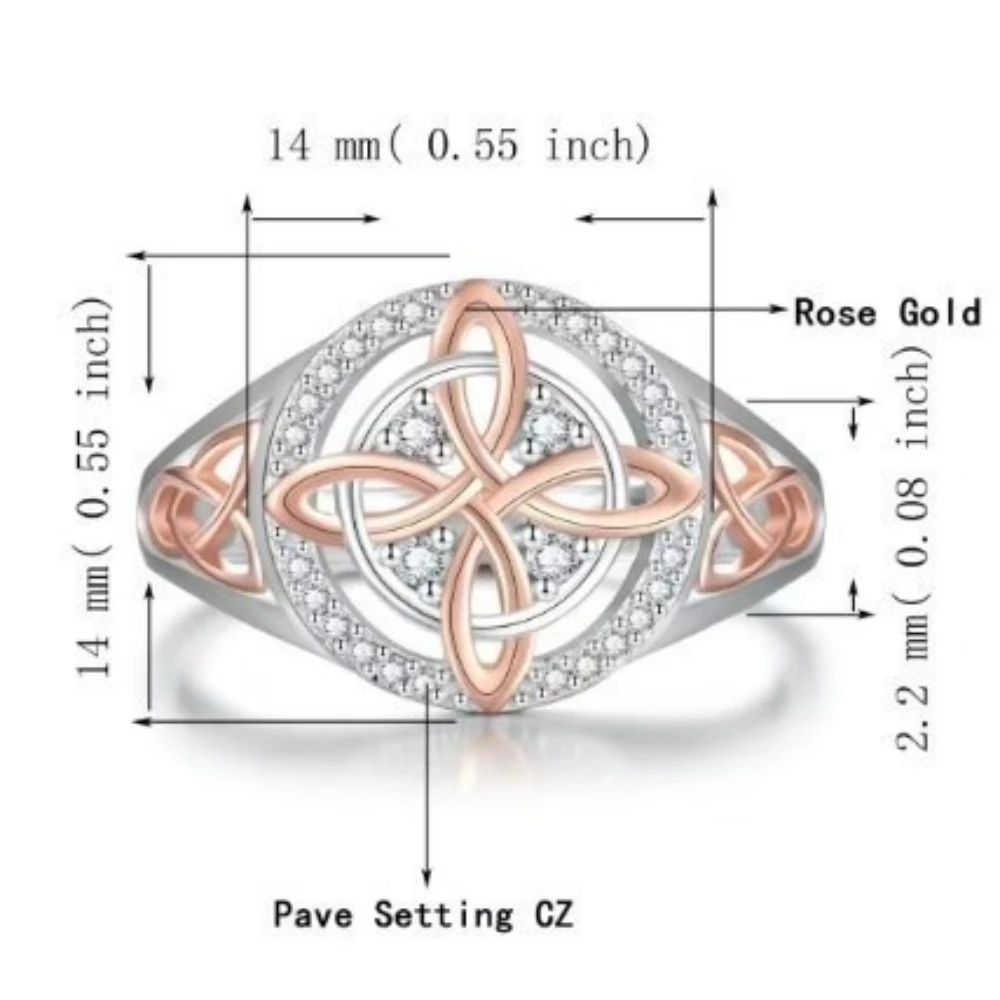 Original Zweifarbige Hexenknoten-Ringe Silberbeschichtet mit Vollzirkon-Einlage Hexerei-Schutz Knotenring Schmuckgeschenke für Frauen – Detail 3