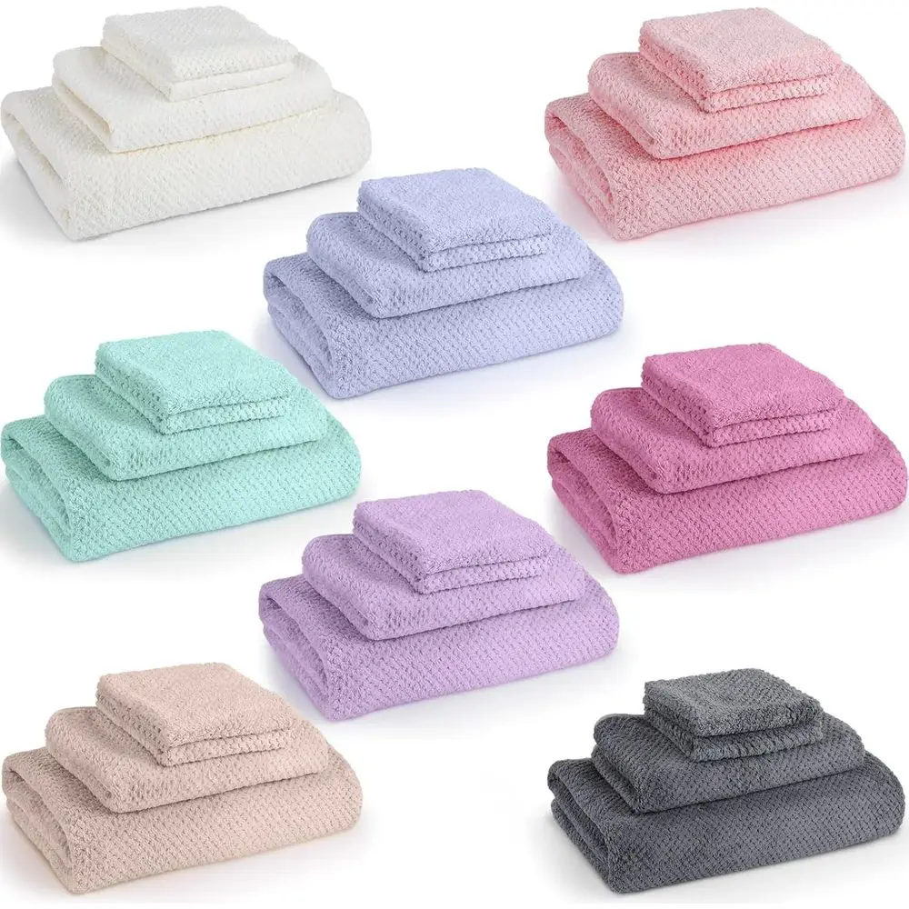 

6 Sets Coral Velvet Bath Towel and Washcloth Set, Highly Absorbent, Quick Dry, Suitable for Sports, Yoga, Travel, Spa, Shower, H
