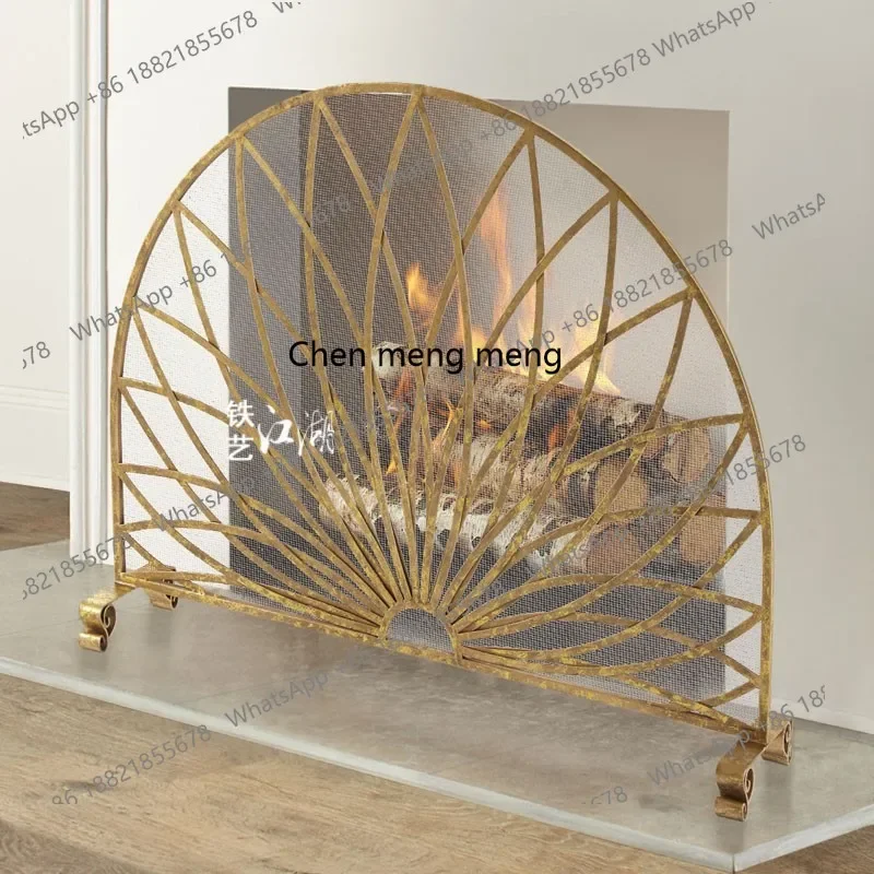 New arrive European-style household wrought iron floor three-fold fireplace, screen partition, fireproof fireplace guardrail wit