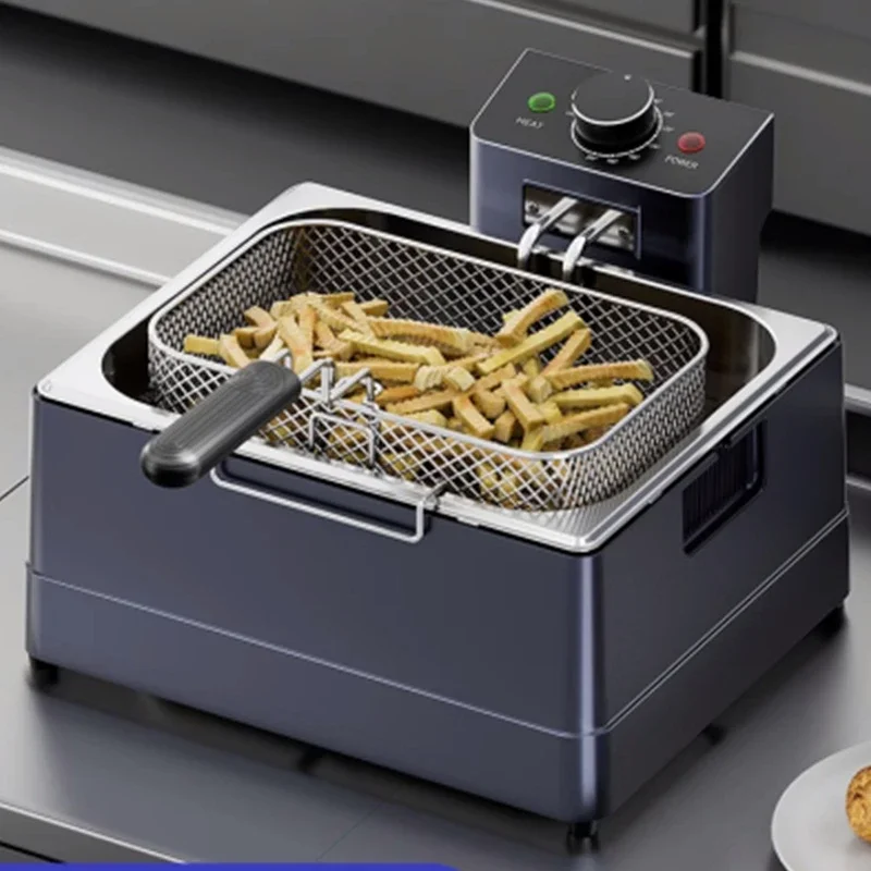 

Household 220v Commercial Electric Fryer Large Capacity Thickening Multi-functional Fryer Stall Single Cylinder Fryer Chips Mach