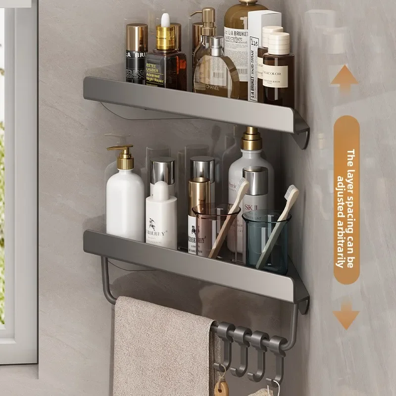 

Metal Triangle Corner Shelf Punch Free Wall Mounted Organizer for Bathroom Toilet Shower Space Saving