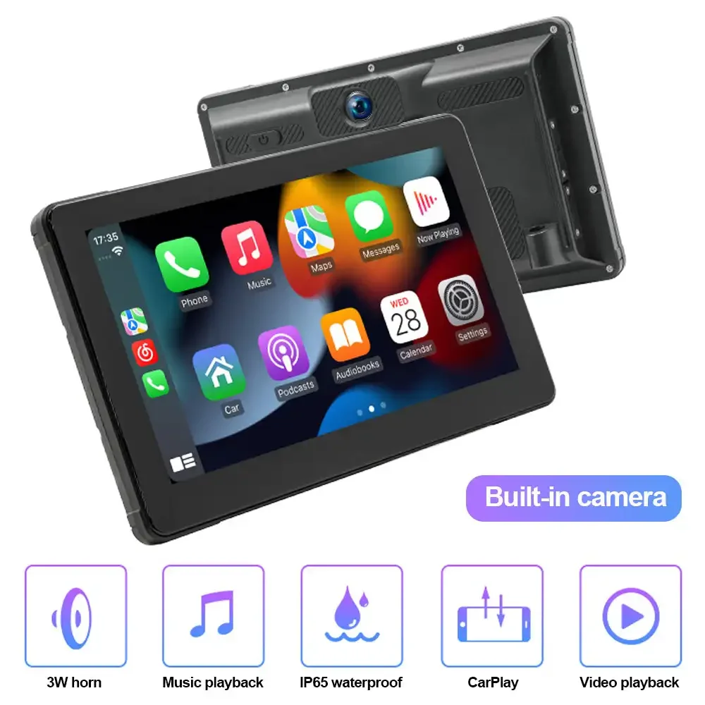 

Wireless Carplay 7 Inch IPS Touch Screen IPX7 Waterproof Stereo GPS Navigation CarPlay and Android with Light Sensing Motorcycle