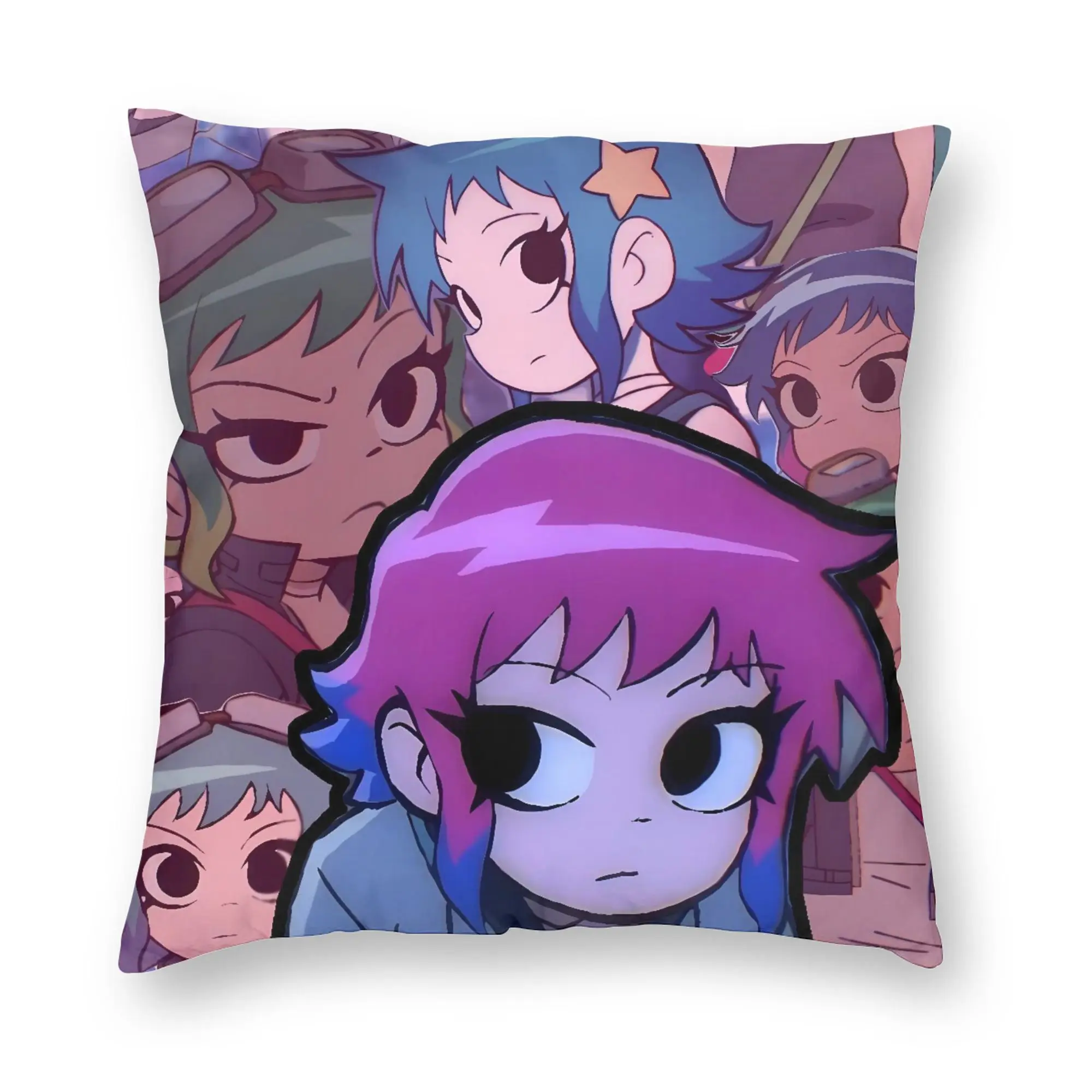 Scott Pilgrim Crew Portrait Pillow Cover  Vintage Pillow Case For Sofa Home Decoration Comfy Pillowcases Gift Idea