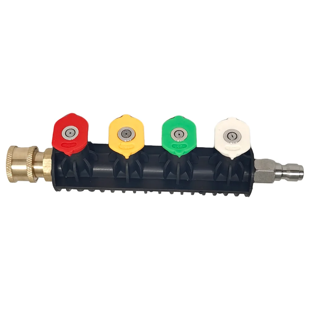 High Pressure Cleaning LanceStainless Steel Extension Wand 1/4 Inch Quick Plug Fit Equipped With 4 Replaceable Spray Nozzle Tips