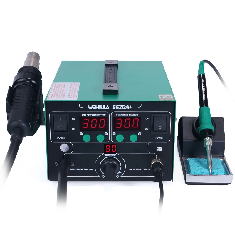 

Soldering station desoldering YIHUA 862DA+ SMD SMT hot air repairing hot shrink rework iron soldering station