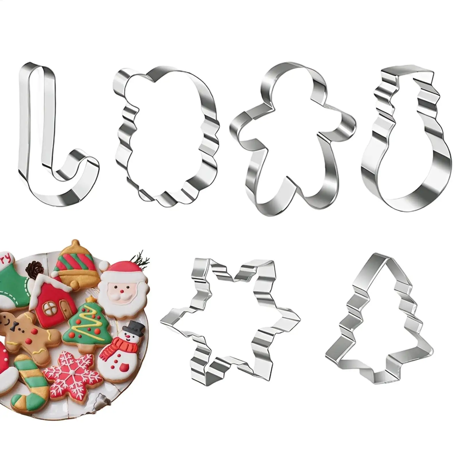 Picture 3: 6-Piece Stainless Steel Christmas Cookie Cutters Set, Baking Molds for Fondant, Cheese, Pastry & Holiday Party Decor with Kids
