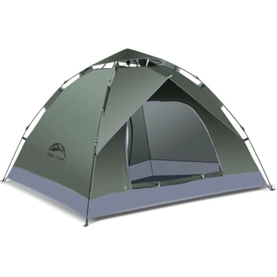 

Camping tent for 1-4 persons, waterproof polyester dome tent in gray, instant pop-up setup with windproof design for hiking and
