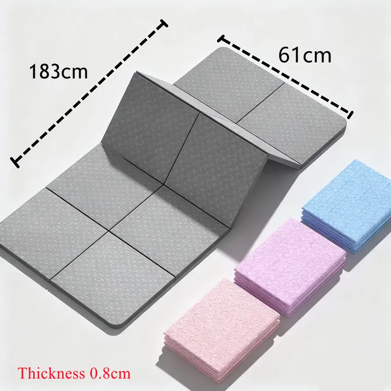 

183x61x0.8cm Foldable Yoga Mat Pilates Floor Workouts Eco Friendly TPE Folding Travel Fitness Exercise Mat Thicknesses for Yoga