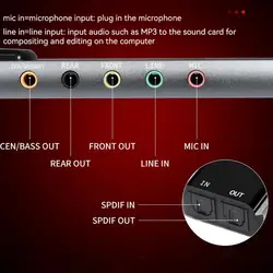 5.1 다기능 USB 사운드 카드, 광섬유 Spdif 포함, Dts 호환 5.1 사운드 트랙 지지대 향상 컴퓨터용