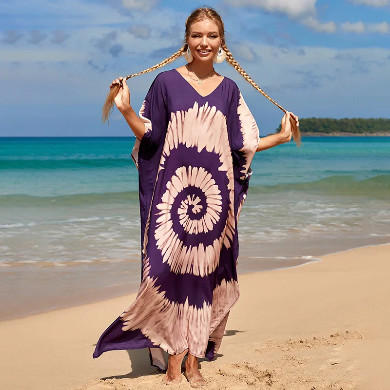 Para Praia Gradient Bikini Cover Ups Beachwear Kimono Beach Robe Maxi Long Dress Sarong Women Loose Cardigan Swimsuit Covers