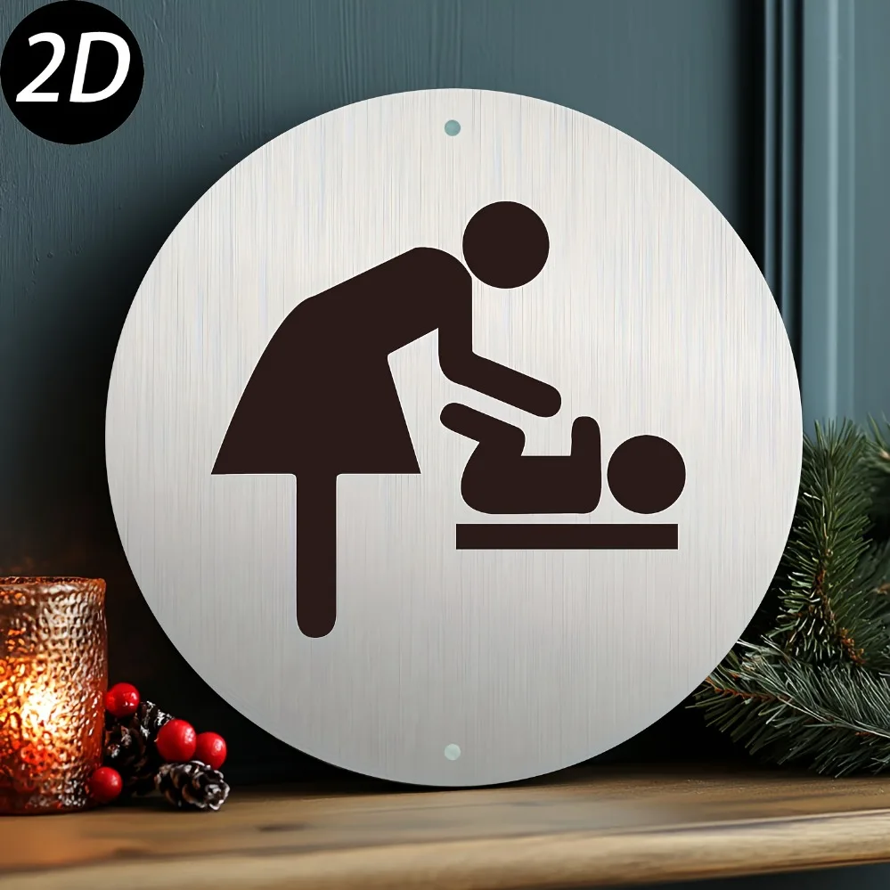 Breastfeeding Metal Sign Wall Art, 8x8 Inch Round Weatherproof Tin, Mom Nursing Room Decor for Nursery