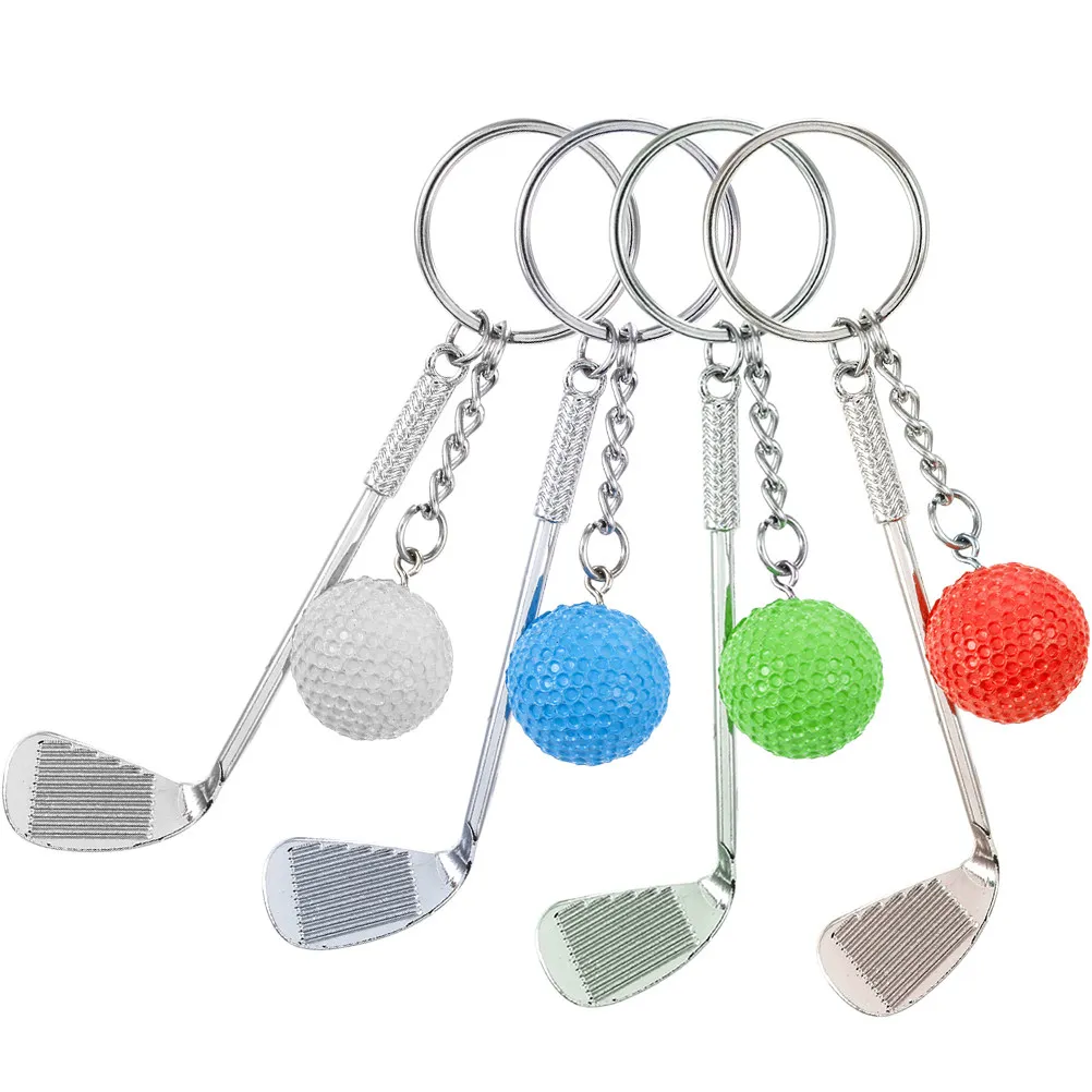 4Pcs Golf Keychain Set Chic Golf Ball Pendant Design Exquisite Workmanship Small Size Glossy Key Chain Rings for Sports Lover