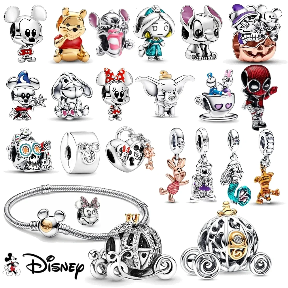 Minisodisney100th Steringsilver925 Mickey Armbanden Clip Charm Stitch Kralen Fit Originele Pando Diy Pompoen Hanger Vrouwen Sieraden