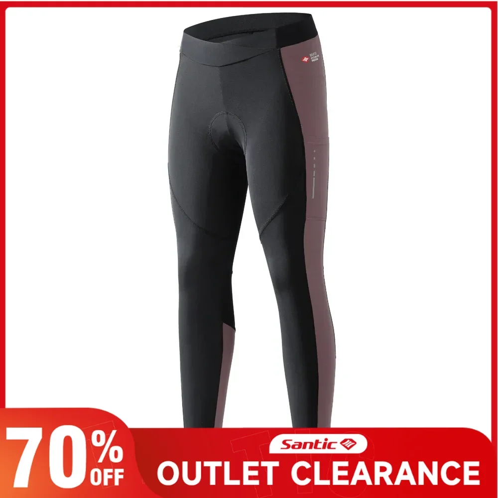 Santic Women's Cycling Long Pants with 3D Padded Breathable Mesh Reflective MTB Biking Tights Bicycle Trousers Sports Trousers