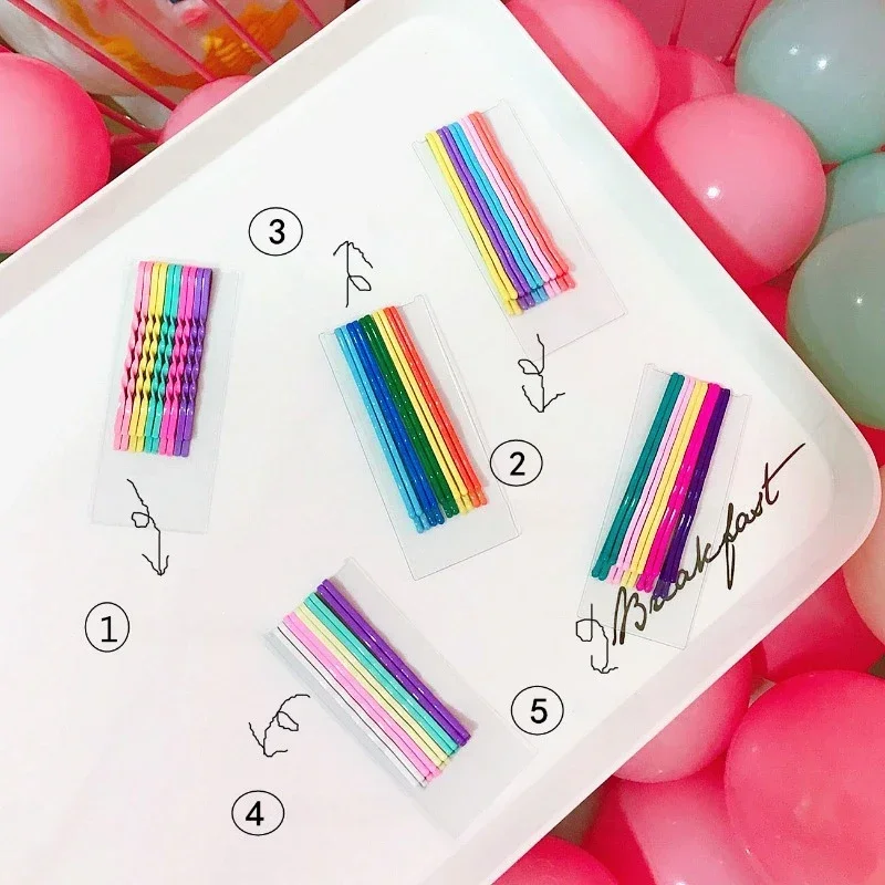 10pcs/set Ins Rainbow Ice Cream Bangs Clips Hairpin Bobby Pin Barrette Candy Color Metal Korean Hairpins Popular Hot Set 5 Color