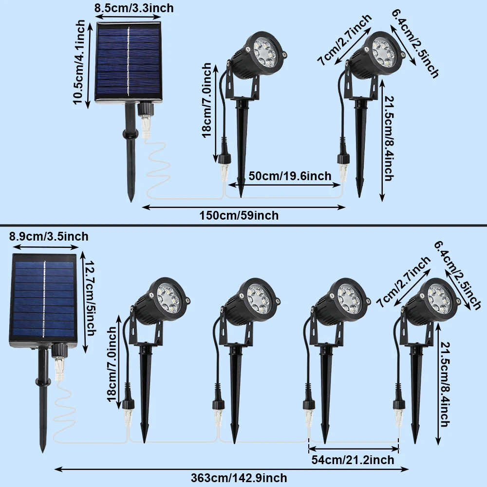 Solar Spot Lights Outdoor Spotlights Warm White Landscape Spotlight, Auto On/Off Solar Powered Flood Lights for Outside Pathway Yard Garden House Walkway, Christmas and Halloween Decorations