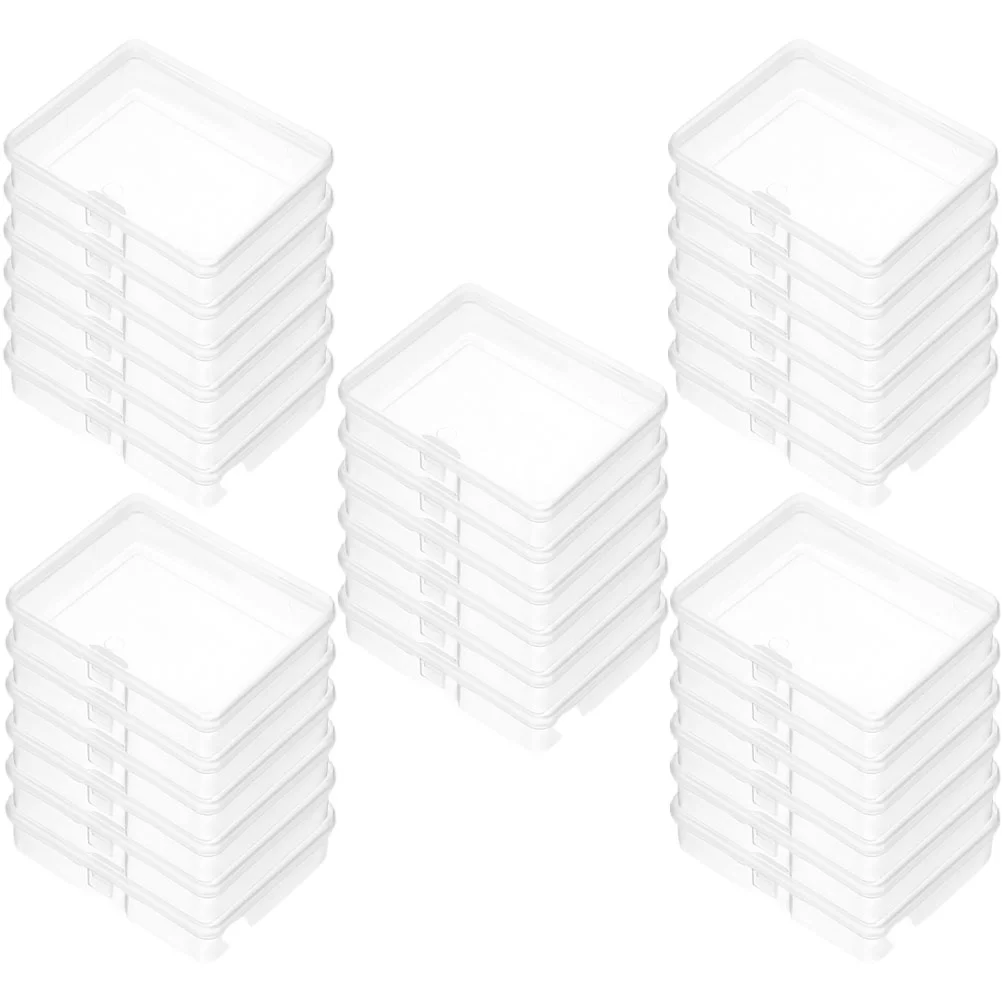 30 Pcs Hinged Cover Transparent Bead Box Beads Storage Boxes with Lids Pp Condiment Containers Mini Plastic