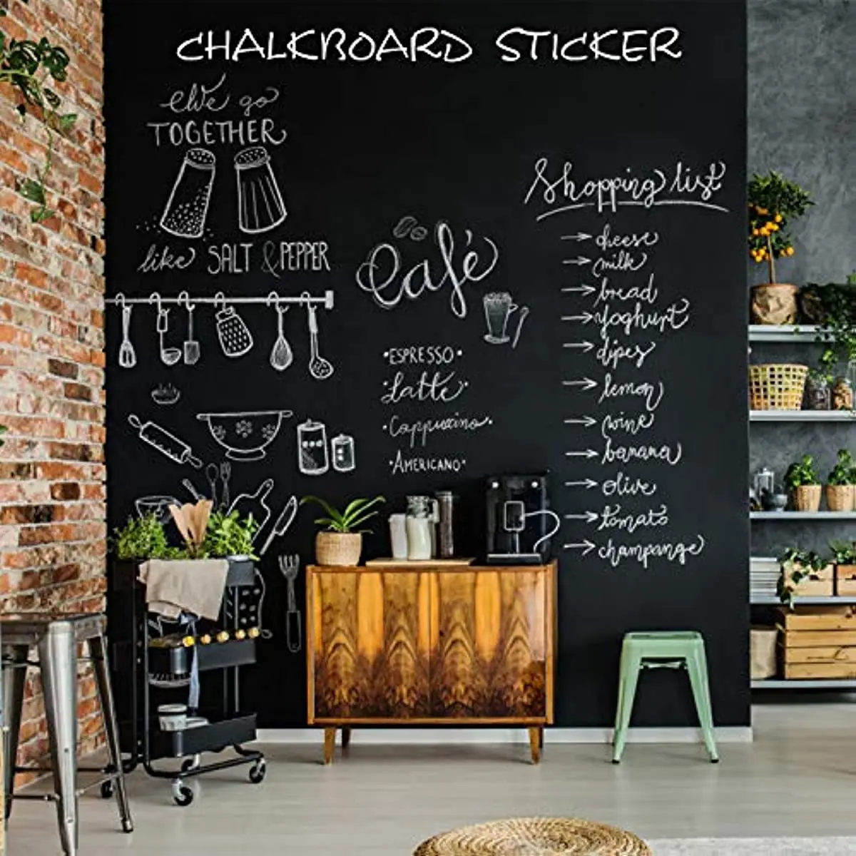 Blackboard Wall Stickers Blackboard Wallpaper Contact Paper Roll Self-adhesive DIY Reusable Erasable Blackboard (Customizable)