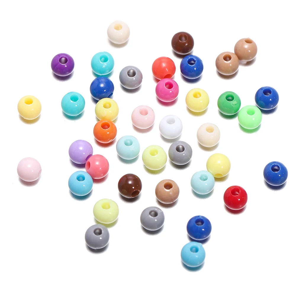 10g/Lot 4mm Colorful Acrylic Beads Round Shape Loose Spacer Beads for DIY Charms Necklace Bracelet Jewelry Making Accessories