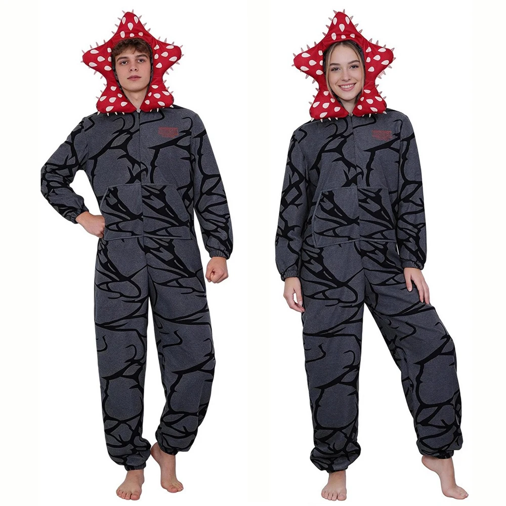 

Anime Fluffy Jumpsuit Cosplay Costume Cannibal Flower Onesie Soft Warm Flannel Jumpsuit Floral Hood for Halloween Costume