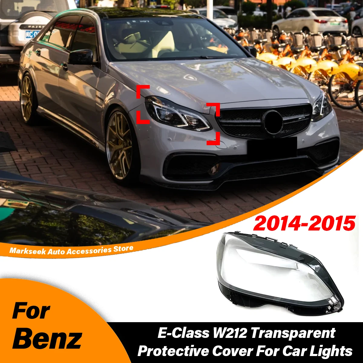 

For Mercedes Benz Class-E W212 E200 E260 E280 E300 E350 2014 2015 Car Headlight Transparent Protective Case Car Light Shade Kit