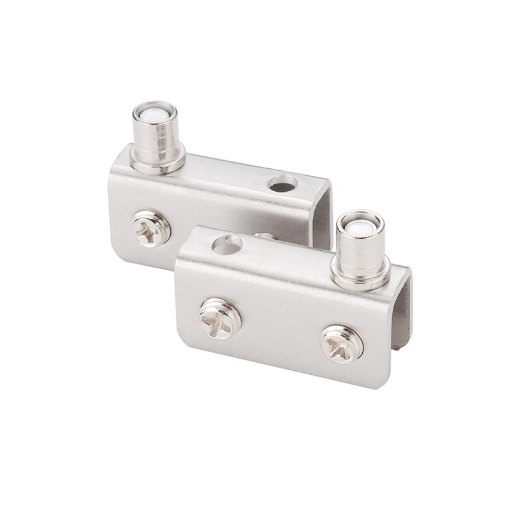 Stainless Steel Clamp Pivot Hinge For Frameless Glass Door No Hole Needed Cabinet Hardware Furniture Accessories