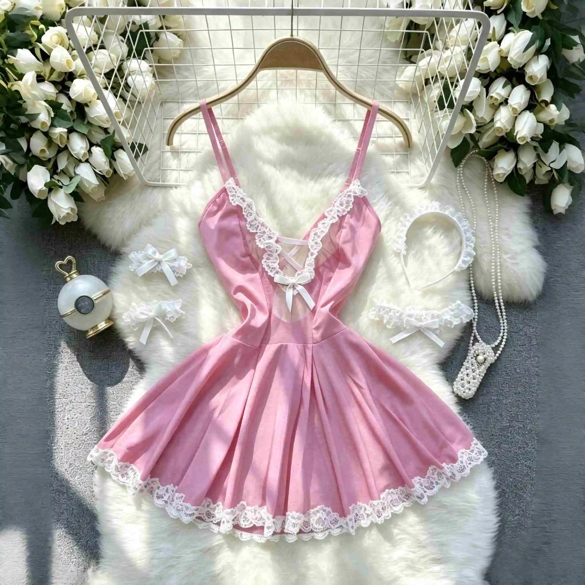 Kawaii Lingerie Sexy Women Sleepwear Cosplay Rabbit Girl Dress Temptation Pure Cosplay Bunny Ear Anime Hollow Jumpsuit Uniform