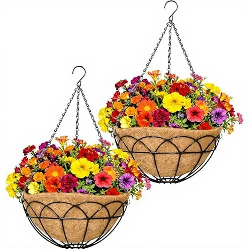 2pcs Plant Hanging Baskets 12 Inch Round Hanging Planters For Living Room Kitchen Patio Garden Balcony Decoration