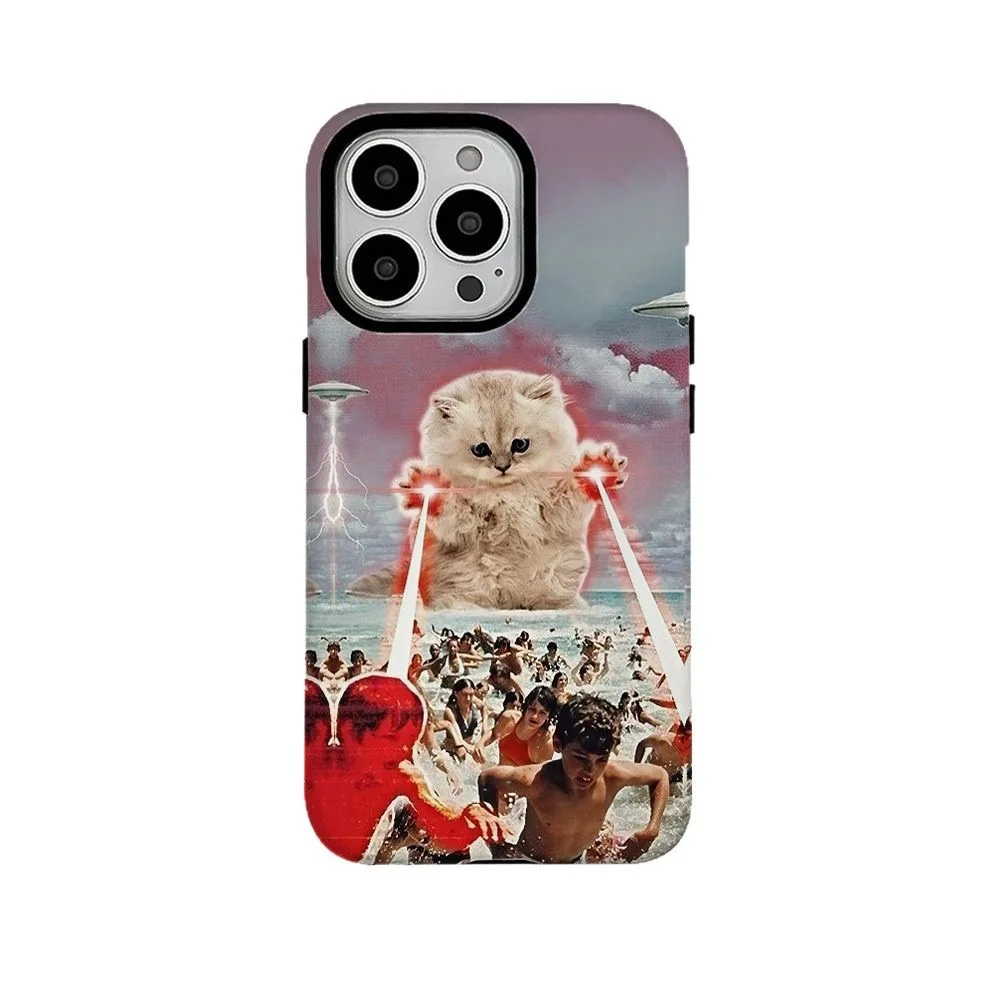 

Ins Cat Invasion Cartoon Case for IPHONE 16 ProMax 15 14 13 12 11 PRO 16 Plus SE XR Acrylic TPU Two in One Magnetic Phone Cases