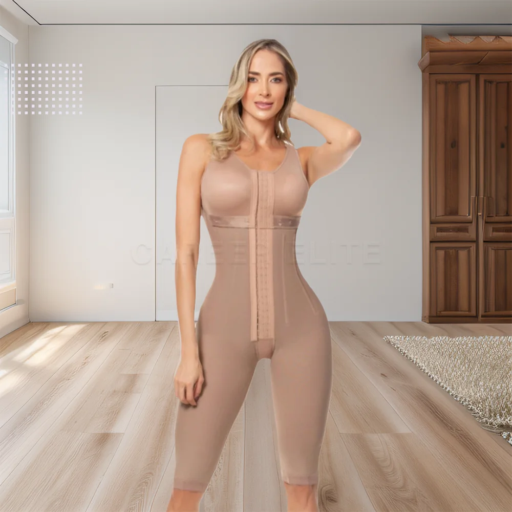 

Women Fajas Shapewear Bodysuit with Bra Sleeveless High Compression Slimming Body Shaper with Front Hooks Tummy Control Corset