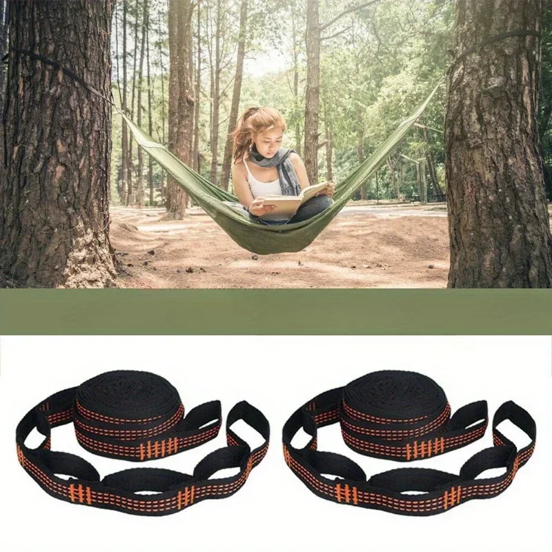 2pcs Hammock Straps, Special Reinforced Polyester Straps, 5 Ring High Load-Bearing Barbed Hammock Straps for Outdoor Camping
