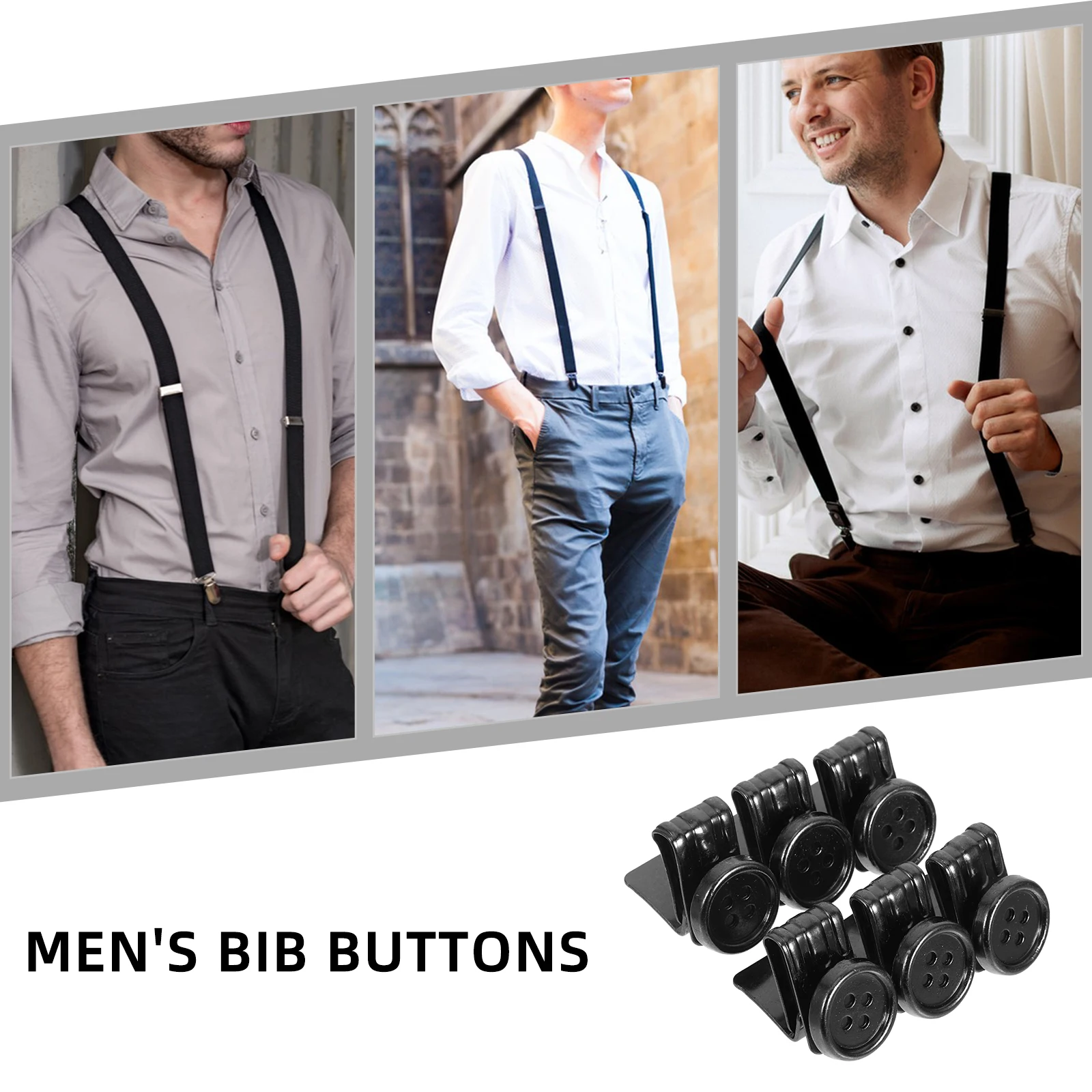 

6pcs Metal Adjustment Buckle White Color Pants Suspenders Buttons for Men No Sew Replacement Fasteners Clasp Brace Clips