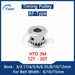 HTD 3M Timing Pulley 12T 13T 14T 15T 16T 17T 18T 19T 20Teeth Bore 3/3.17/4/5/6/6.35mm Fit Belt Width 6/10/15mm Synchronous Wheel