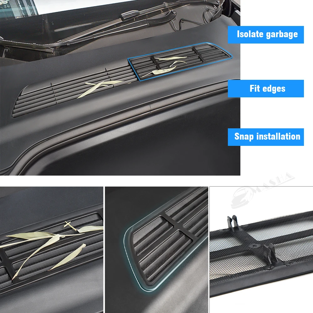 For Tesla Model Y Front Trunk Water Retaining Strip / Car Lower Bumper Anti Insect Net / Air Inlet Protective / Air Outlet Cover