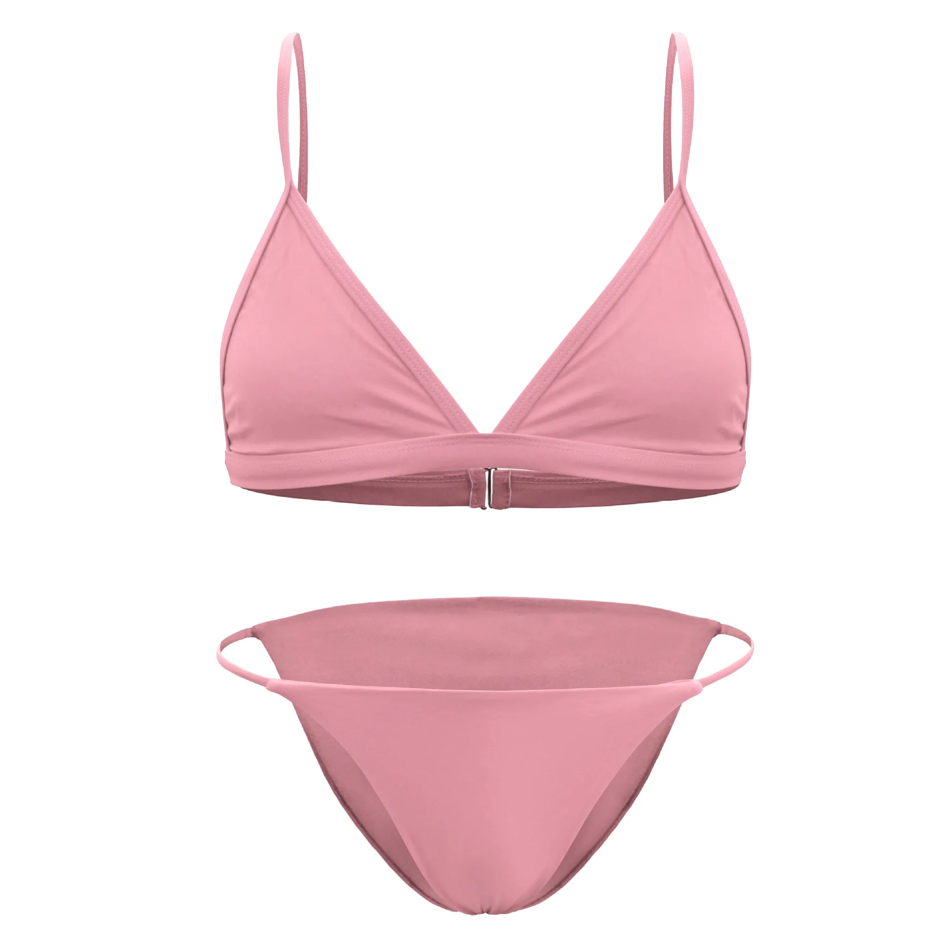 

Women's Solid Red Triangle Bikini Set, Slim-Fit Two-Piece Swimsuit